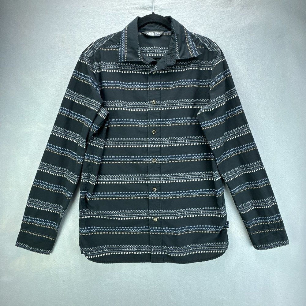The North Face Shirt Mens‎ Small Black Gray Button Up Southwest Aztec Striped